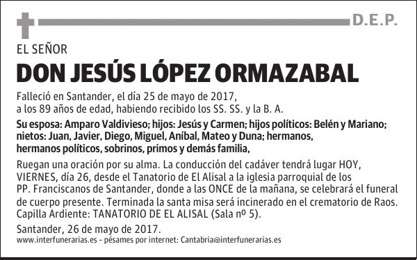 D. JESÚS LÓPEZ ORMAZABAL
