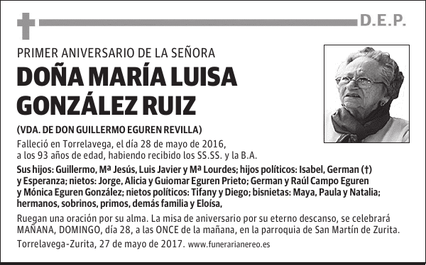DOÑA MARIA LUISA GONZALEZ RUIZ