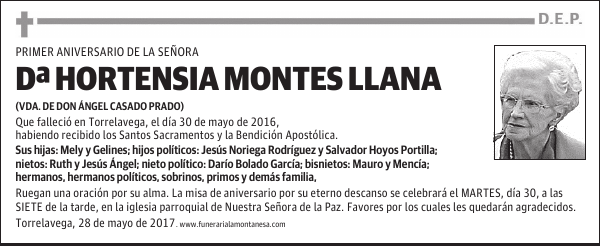DOÑA HORTENSIA MONTES LLANA