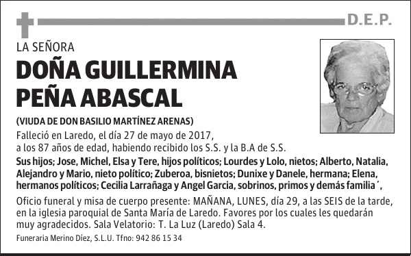 Doña GUILLERMINA PEÑA ABASCAL