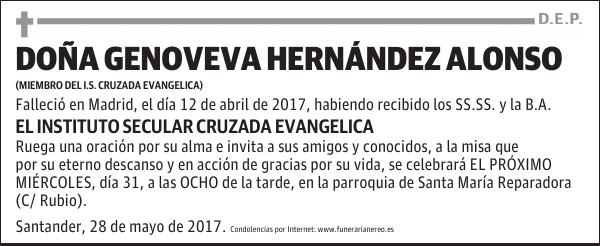 DOÑA GENOVEVA HERNANDEZ ALONSO