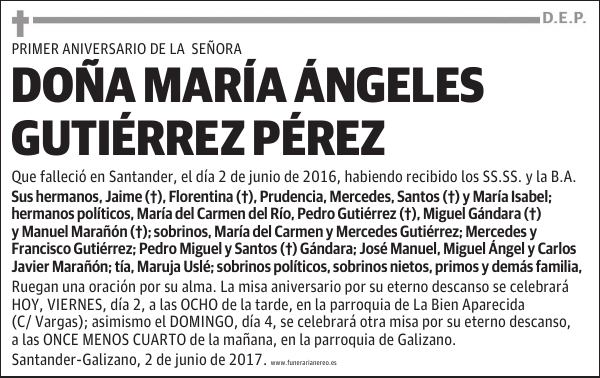 DOÑA MARIA ANGELES GUTIERREZ PEREZ