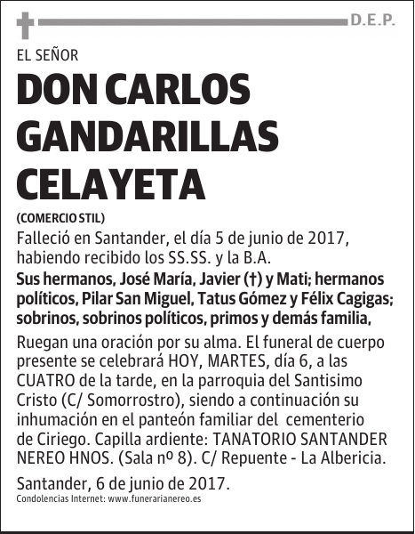 DON CARLOS GANDARILLAS CELAYETA