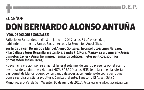 D. BERNARDO ALONSO ANTUÑA
