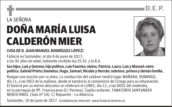 DOÑA MARIA LUISA CALDERON MIER