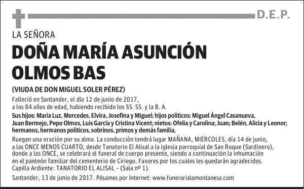 DOÑA MARÍA ASUNCIÓN OLMOS BAS