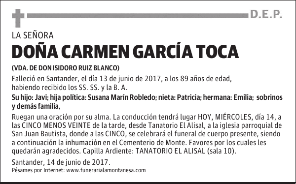 DOÑA CARMEN GARCÍA TOCA