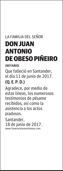 DON JUAN ANTONIO DE OBESO PIÑEIRO