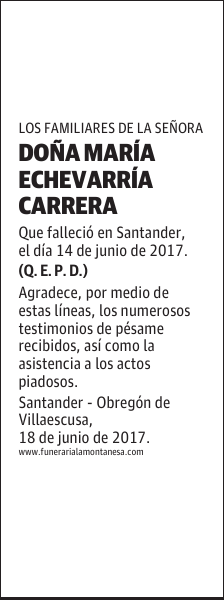 DOÑA MARÍA ECHEVARRÍA CARRERA