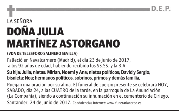 DOÑA JULIA MARTINEZ ASTORGANO