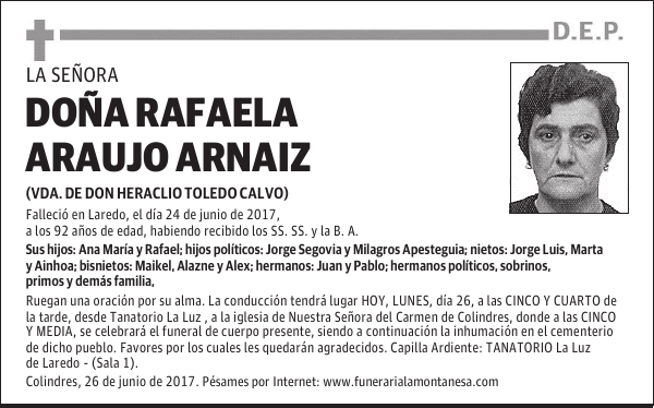 DOÑA RAFAELA ARAUJO ARNAIZ