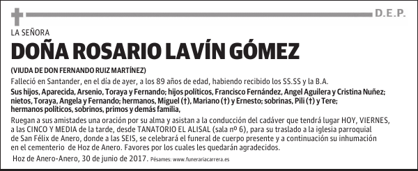 DOÑA ROSARIO LAVIN GOMEZ
