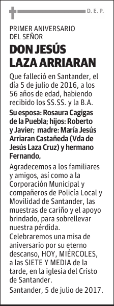 D. JESÚS LAZA ARRIARAN