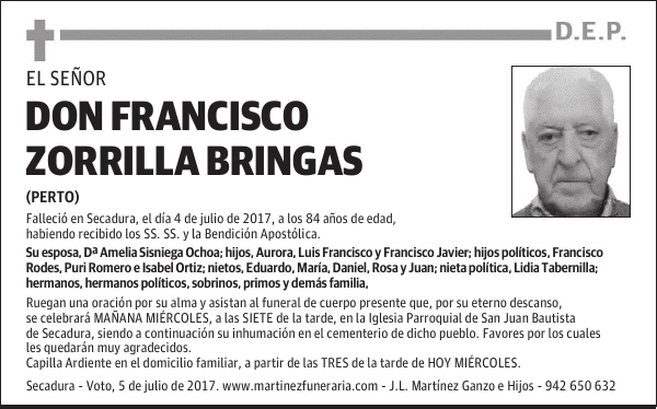 DON FRANCISCO ZORRILLA BRINGAS