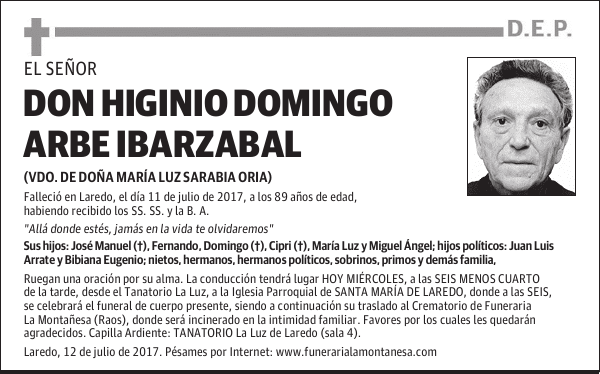 DON HIGINIO DOMINGO ARBE IBARZABAL
