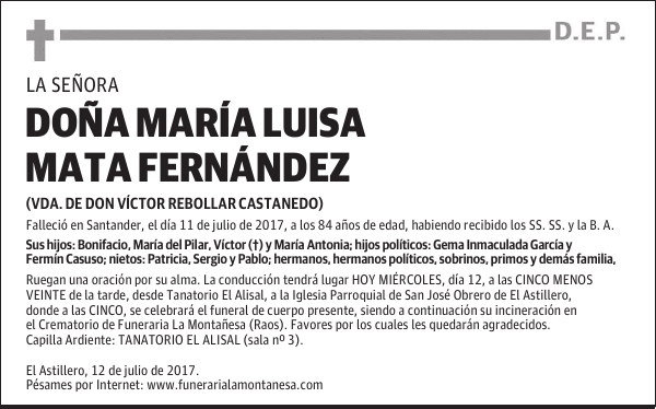 DOÑA MARÍA LUISA MATA FERNÁNDEZ