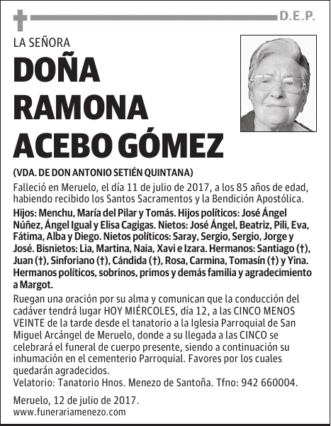 DOÑA RAMONA ACEBO GÓMEZ