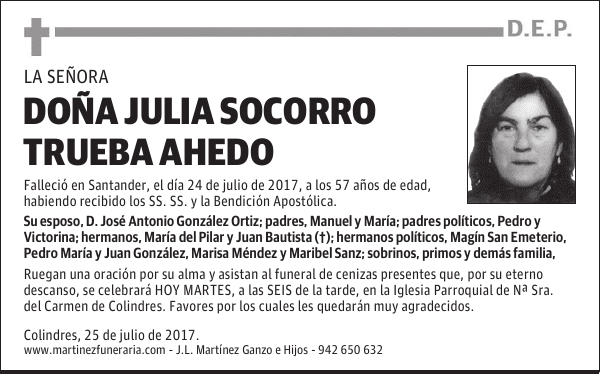 DOÑA JULIA SOCORRO TRUEBA AHEDO