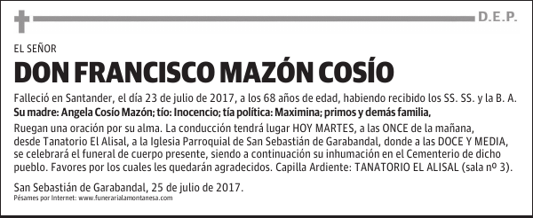 DON FRANCISCO MAZÓN COSÍO