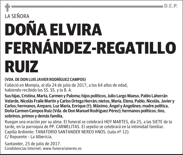 DOÑA ELVIRA FERNÁNDEZ-REGATILLO RUIZ