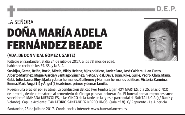 DOÑA MARÍA ADELA FERNÁNDEZ BEADE