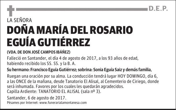 DOÑA MARÍA DEL ROSARIO EGUÍA GUTIÉRREZ