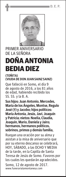 DOÑA ANTONIA BEDIA DIEZ