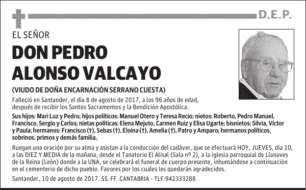 DON PEDRO ALONSO VALCAYO