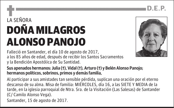 Doña Milagros Alonso Panojo