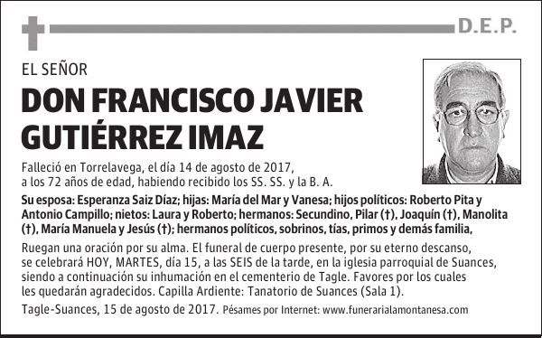 DON FRANCISCO JAVIER GUTIÉRREZ IMAZ