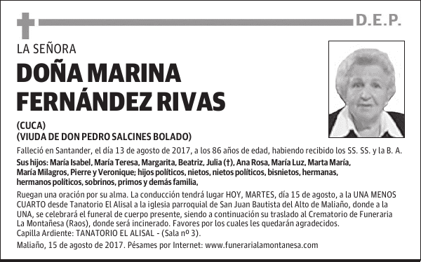 DOÑA MARINA FERNÁNDEZ RIVAS