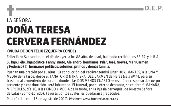 DOÑA TERESA CERVERA FERNANDEZ