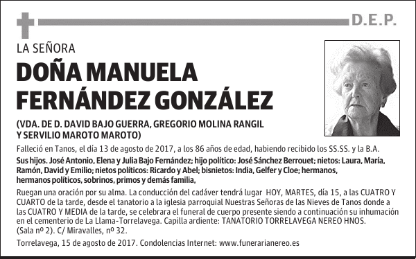 DOÑA MANUELA FERNANDEZ GONZALEZ