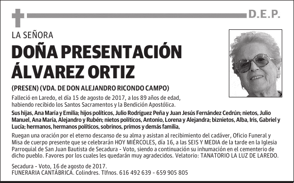 DOÑA PRESENTACIÓN ÁLVAREZ ORTIZ