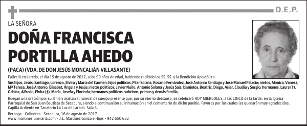 DOÑA FRANCISCA PORTILLA AHEDO