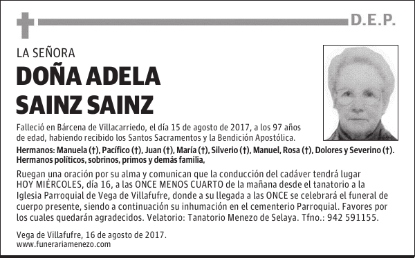 DOÑA ADELA SAINZ SAINZ