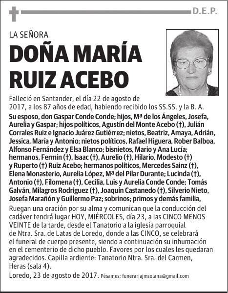 Dª MARÍA RUIZ ACEBO