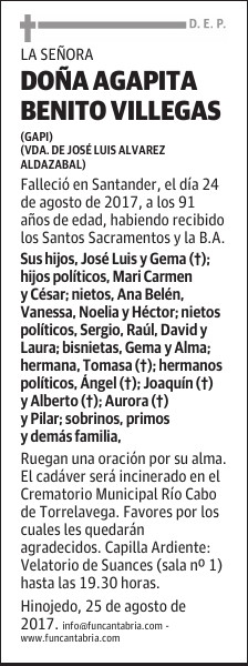 Doña Agapita Benito Villegas