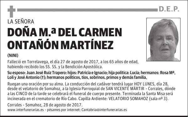 DOÑA Mª DEL CARMEN ONTAÑÓN MARTÍNEZ