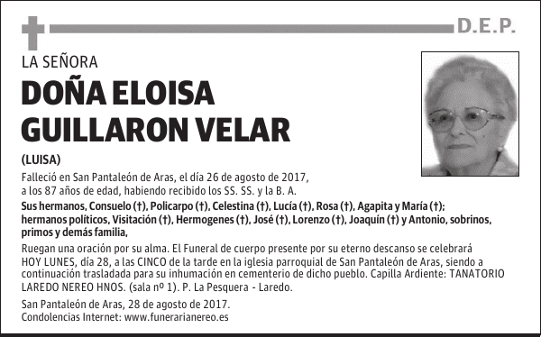 DOÑA ELOISA GUILLARON VELAR