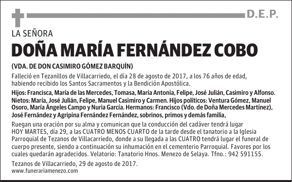DOÑA MARÍA FERNÁNDEZ COBO