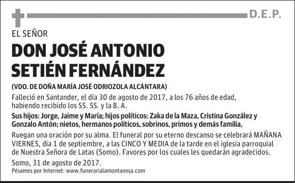 DON JOSÉ ANTONIO SETIÉN FERNÁNDEZ