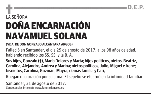 DOÑA ENCARNACIÓN NAVAMUEL SOLANA