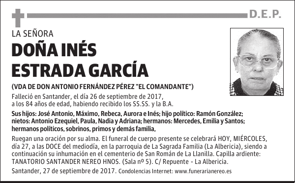 DOÑA INÉS ESTRADA GARCÍA