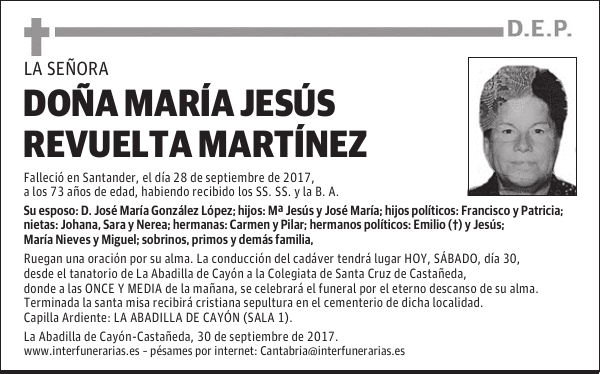 Dª Mª JESÚS REVUELTA MARTÍNEZ