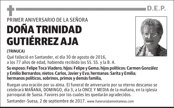 DOÑA TRINIDAD GUTIÉRREZ AJA
