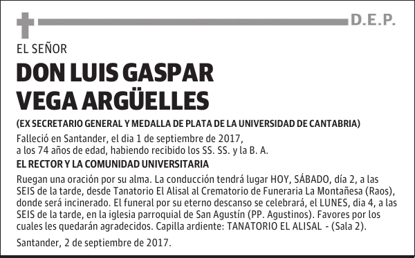 DON LUIS GASPAR VEGA ARGUELLES