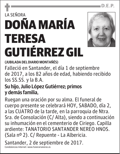 DOÑA MARIA TERESA GUTIERREZ GIL
