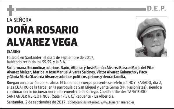 DOÑA ROSARIO ALVAREZ VEGA