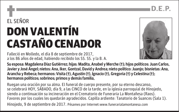 DON VALENTIN CASTAÑO CENADOR